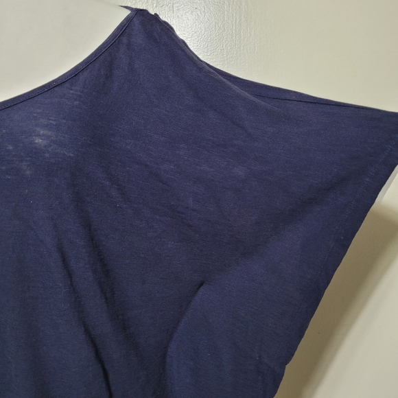 Andrea Jovine Blue Short Sleever Boho Fringe Batwing Cover Up Top Size M - Picture 5 of 8